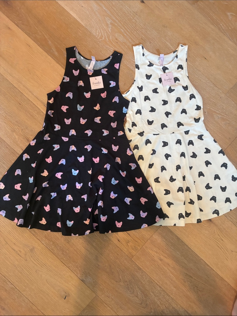 Kids' Sleeveless Skater Dress - Black and White Bear Print